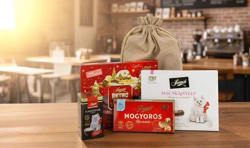 Rozsdamentes acél termosz fekete 600 ml, Ferrero Rocher 100g, 3 db-os filc karácsonyfadísz