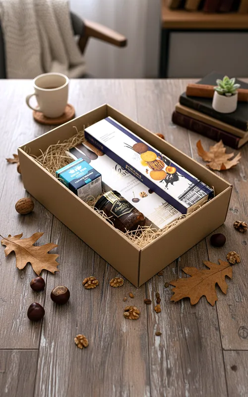 Gerbeaud keksz válogatás 170g, Gerbeaud töltött macskanyelv válogatás 72g, Dió mézben, 250g, Libamáj mousse natúr 70 g.