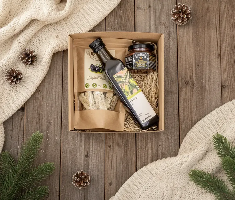 Céges ajándkékcsomagok ablakos dobozban