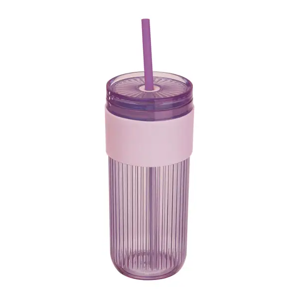 Műanyag pohár szívószállal, 660 ml