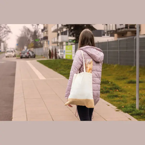 Fehér Juta - pamut bevásárlótáska, 140 gr 2