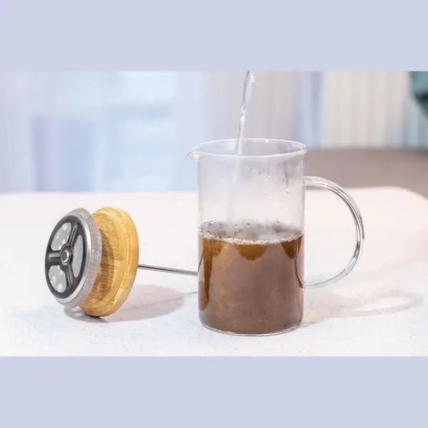 Áttetsző Üveg kávé- vagy teafőző bambusz tetővel, 600 ml 8