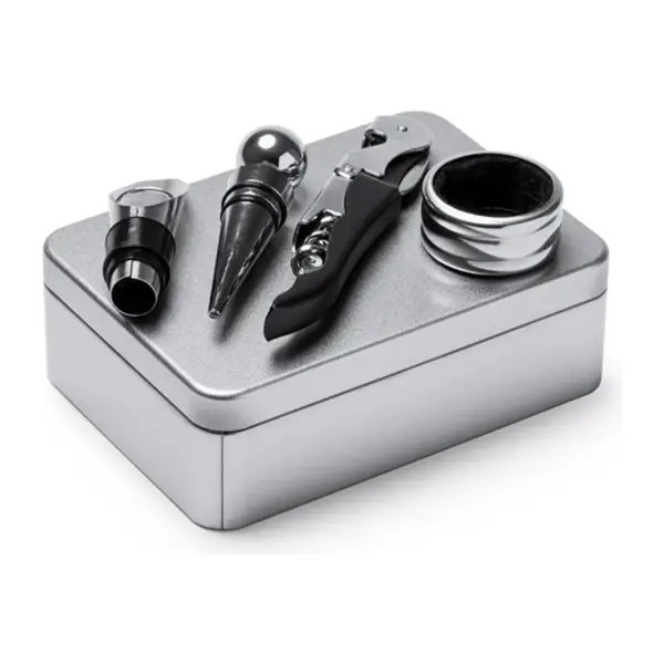 Kiegészítő készlet borhoz fém dobozban