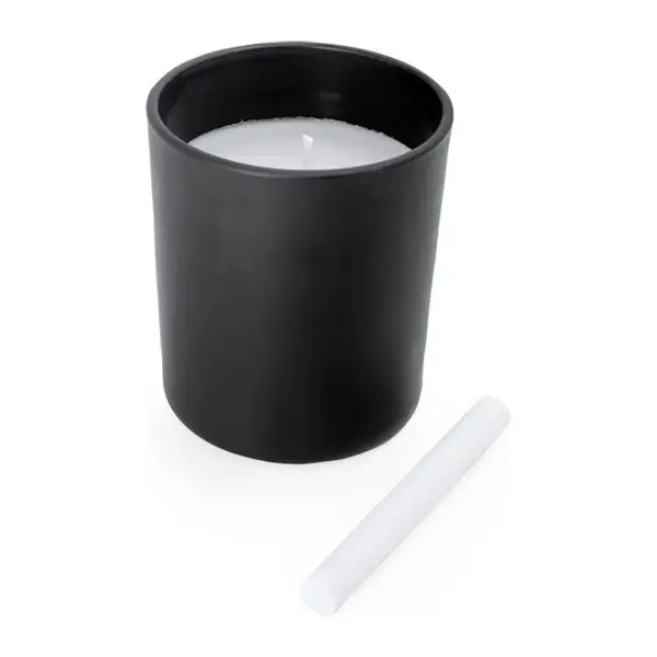 Illatgyertya írható fekete kerámia tartóban