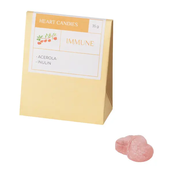 Cseresznyés szív alakú cukorkák papír dobozban, 33