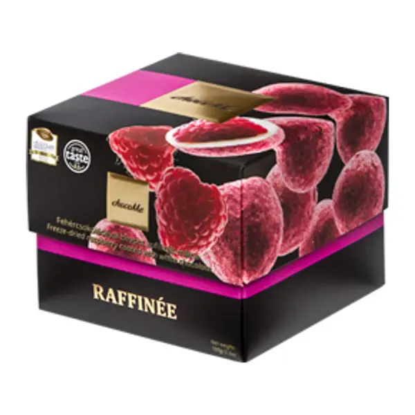 Fehércsokoládéval bevont liofilizált málna