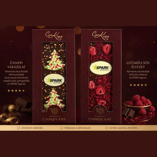 Kézműves táblás csokoládé 100g, egyedi céglogoval